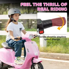 AIYAPLAY 24V Kids Electric Motorbike, Ride on Motorcycle with Manual Throttle, Brakes and LED Lights for Ages 8-12 Years, Pink - 5