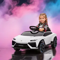 AIYAPLAY 12V Licensed Lamborghini Electric Cars for Kids, Ride On Car with Remote Control for 3-6 Years Old, White - 2