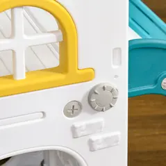 AIYAPLAY 5 in 1 Toddler Slide with Basketball Hoop, Climber, Telescope, Storage Basket, for Ages 1-3 Years, Yellow - 9