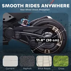 AIYAPLAY 12V Kids Electric Ride On Car with 3 Wheeler, MP3 Player, Horn, 2 Speeds, LED Lights for Boys & Girls Ages 3-8, Black - 6