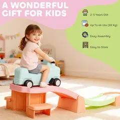 AIYAPLAY 3(m) Four-Piece Ride on Kids Roller Coaster w/ Non-Slip Steps, for Ages 2-5 Years - Orange - 7