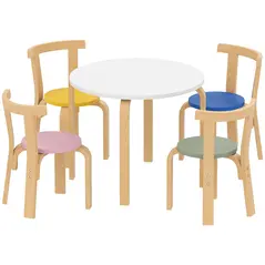 AIYAPLAY 5 Piece Kids Table and Chairs Set, Wooden Toddler Table and Chairs Set for Nursery, Playroom, Classroom, for 3-8 Years - 1