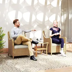 Outsunny Rattan Garden Chairs Set of 2, Outdoor Rattan Chairs with Cushions, Armrests and High Back, PE Wicker Garden Armchair with Steel Frame for Balcony, Porch, Beige - 7