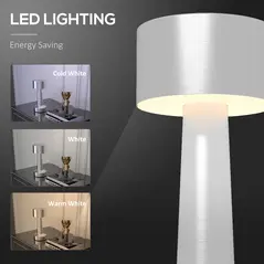 2 Pack Cordless Table Lamp, Touch LED Desk Lamp with Rechargeable Battery, 3 Colour, for Bedroom Living Room, Silver - 5