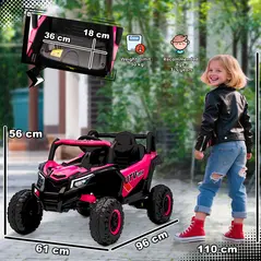 AIYAPLAY 12V Kids Ride On Car with Remote Control, Kids Electric Car with Suspension System, Music, for Kids 3-5 Years, Pink - 3