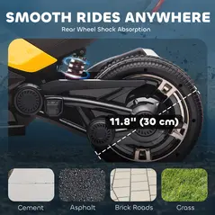 AIYAPLAY 12V Kids Electric Ride On Car with 3 Wheeler, MP3 Player, Horn, 2 Speeds, LED Lights for Boys & Girls Ages 3-8, Yellow - 6