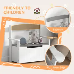 AIYAPLAY 2-in-1 Toy Box for Kids with Lid for Bedroom, Nursery, Playroom, Grey - 5