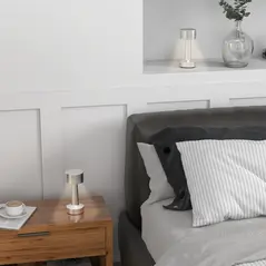 2 Pack Cordless Table Lamp, Touch LED Desk Lamp with Rechargeable Battery, 3 Colour, for Bedroom Living Room, Silver - 2