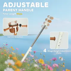 AIYAPLAY 2-In-1 Toddler Trike for 2-5 Years Old, 3 Wheel Bike with Adjustable Parent Handle, Basket for Boys and Girls, White - 5