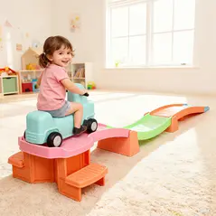 AIYAPLAY 3(m) Four-Piece Ride on Kids Roller Coaster w/ Non-Slip Steps, for Ages 2-5 Years - Orange - 2