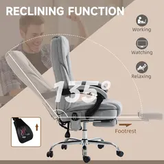 Vinsetto Massage Office Chair, Heated Reclining Computer Chair with Adjustable Height and Footrest, Grey - 5