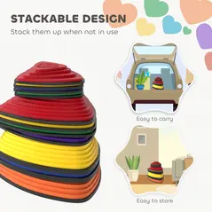 AIYAPLAY 11-Piece Stepping Stones for Kids, Stackable Sensory Toys Outdoor Indoor, Obstacle Course for Balance and Motor Skills - 6