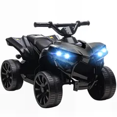 AIYAPLAY 6V Kids ATV, 4 Wheeler Electric Ride on Car with Music and LED Headlights, for Ages 3-6 Years Boys and Girls, Black - 1