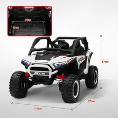 AIYAPLAY 2 Seater 24V 7AH Ride on Truck, Battery Powered Electric Ride On Car w/ Remote, Suspension, 3 Speeds, White - 3