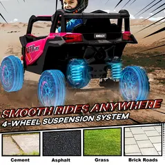 AIYAPLAY 12V Kids Ride On Car with Remote Control, Kids Electric Car with Suspension System, Music, for Kids 3-5 Years, Pink - 8