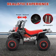 AIYAPLAY 6V Electric Quad Bike for Kids, Ride On ATV w/ Forward/Reverse, Headlights, for Ages 18-36 Months, Black - 4