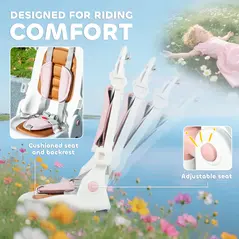 AIYAPLAY 5 in 1 Kids Trike with Adjustable Backrest, Toddler Tricycle with Push Handlebar, Adjustable Backrest, Pink - 7