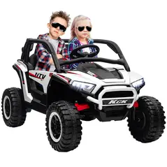 AIYAPLAY 2 Seater 24V 7AH Ride on Truck, Battery Powered Electric Ride On Car w/ Remote, Suspension, 3 Speeds, White - 1