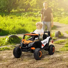 AIYAPLAY 12V Kids Ride On Car with Remote Control, Kids Electric Car with Suspension System, Music, for Ages 3-5 Years, Orange - 2