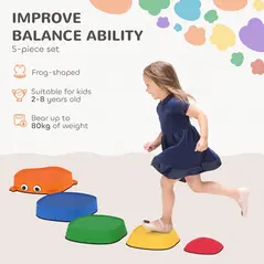 AIYAPLAY 5PCS Sensory Stepping Stones for Toddlers, Frog-Shaped Kids Stepping Stones Set with Anti-Slip Edging for Ages 2-8 - 4