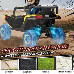 AIYAPLAY 12V Kids Ride On Car with Remote Control, Kids Electric Car with Suspension System, Music, for Kids 3-5 Years, Yellow - 8