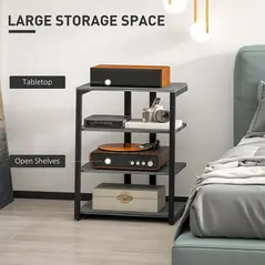 HOMCOM HiFi Stand, with Four Storage Shelves - Dark Grey - 3