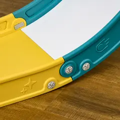 AIYAPLAY 6-in-1 Swing and Slide Set, Kids Playground with Basketball Hoop, Telescope, Storage Space - Yellow - 9