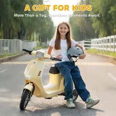 AIYAPLAY 24V Kids Electric Motorbike, Ride on Motorcycle with Manual Throttle, Brakes and LED Lights for Ages 8-12 Years, Beige - 7