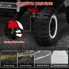 AIYAPLAY 2 Seater 24V 7AH Ride on Truck, Battery Powered Electric Ride On Car w/ Remote, Suspension, 3 Speeds, White - 7