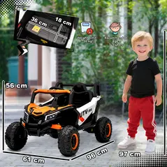 AIYAPLAY 12V Kids Ride On Car with Remote Control, Kids Electric Car with Suspension System, Music, for Ages 3-5 Years, Orange - 3