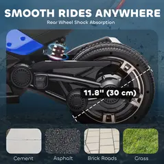 AIYAPLAY 12V Kids Electric Ride On Car with 3 Wheeler, MP3 Player, Horn, 2 Speeds, LED Lights for Boys & Girls Ages 3-8, Blue - 6