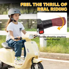 AIYAPLAY 24V Kids Electric Motorbike, Ride on Motorcycle with Manual Throttle, Brakes and LED Lights for Ages 8-12 Years, Beige - 5
