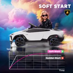 AIYAPLAY 12V Licensed Lamborghini Electric Cars for Kids, Ride On Car with Remote Control for 3-6 Years Old, White - 7