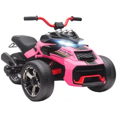 AIYAPLAY 12V Kids Electric Ride On Car with 3 Wheeler, MP3 Player, Horn, 2 Speeds, LED Lights for Boys & Girls Ages 3-8, Pink - 1