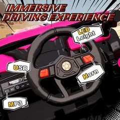 AIYAPLAY 12V Kids Ride On Car with Remote Control, Kids Electric Car with Suspension System, Music, for Kids 3-5 Years, Pink - 7