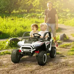 AIYAPLAY 2 Seater 24V 7AH Ride on Truck, Battery Powered Electric Ride On Car w/ Remote, Suspension, 3 Speeds, White - 2