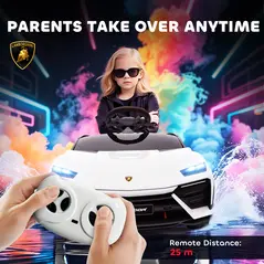 AIYAPLAY 12V Licensed Lamborghini Electric Cars for Kids, Ride On Car with Remote Control for 3-6 Years Old, White - 5