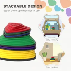 AIYAPLAY 6-Piece Stepping Stones for Kids, Stackable Sensory Toys Outdoor Indoor, Obstacle Course for Balance and Motor Skills - 6