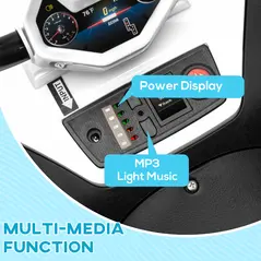 AIYAPLAY 12V Kids Electric Quad Bike w/ Spring Suspension System, Forward, Backward, LED Light, Music, MP3, White - 7