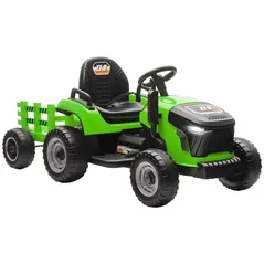 AIYAPLAY 12V Ride on Tractor and Trailer with Remote Control, Music, Shifter, Start-Up Sound, for Kids Ages 3-8 Years, Green - 1