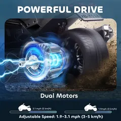 AIYAPLAY 12V Kids Electric Ride On Car with 3 Wheeler, MP3 Player, Horn, 2 Speeds, LED Lights for Boys & Girls Ages 3-8, Black - 4