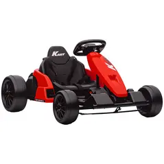 AIYAPLAY 24V Electric Go Kart, Drift Kart with Adjustable Seat, Slow Start, 5-Point Harness, Music, Horn, for 6-12 Years, Red - 1