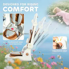 AIYAPLAY 5 in 1 Kids Trike with Adjustable Backrest, Toddler Tricycle with Push Handlebar, Adjustable Backrest, Cream White - 7