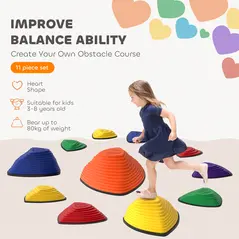 AIYAPLAY 11-Piece Stepping Stones for Kids, Stackable Sensory Toys Outdoor Indoor, Obstacle Course for Balance and Motor Skills - 4