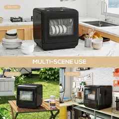 HOMCOM 6L Five-Mode Tabletop Dishwasher - Black - 8