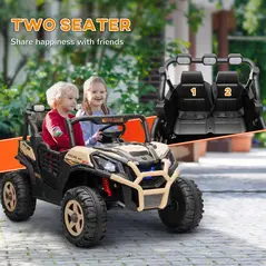 AIYAPLAY 24V 2 Seater Kids Electric Car with Remote Control, Suspension System,  Slow Start, 3 Speeds, for 3-8 Years, Khaki - 5