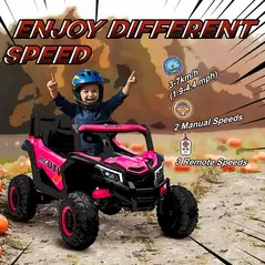 AIYAPLAY 12V Kids Ride On Car with Remote Control, Kids Electric Car with Suspension System, Music, for Kids 3-5 Years, Pink - 5