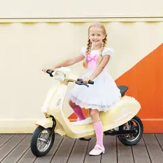 AIYAPLAY 24V Kids Electric Motorbike, Ride on Motorcycle with Manual Throttle, Brakes and LED Lights for Ages 8-12 Years, Beige - 2