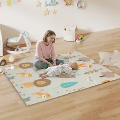 AIYAPLAY Animal-Themed Baby Plat Mat Double Sided, Foldable, Water-Resistant for Outdoor/Indoor, 177 x 146 x 1.5cm - 2