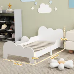 AIYAPLAY Cloud-Themed Toddler Bed Frame with Safety Rails, 143.5 x 74.5 x 56cm - 3